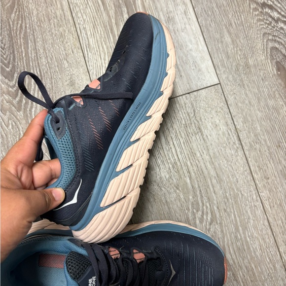 Hoka One One Women's Dark Blue and Peach Athletic Shoes - Picture 7 of 15
